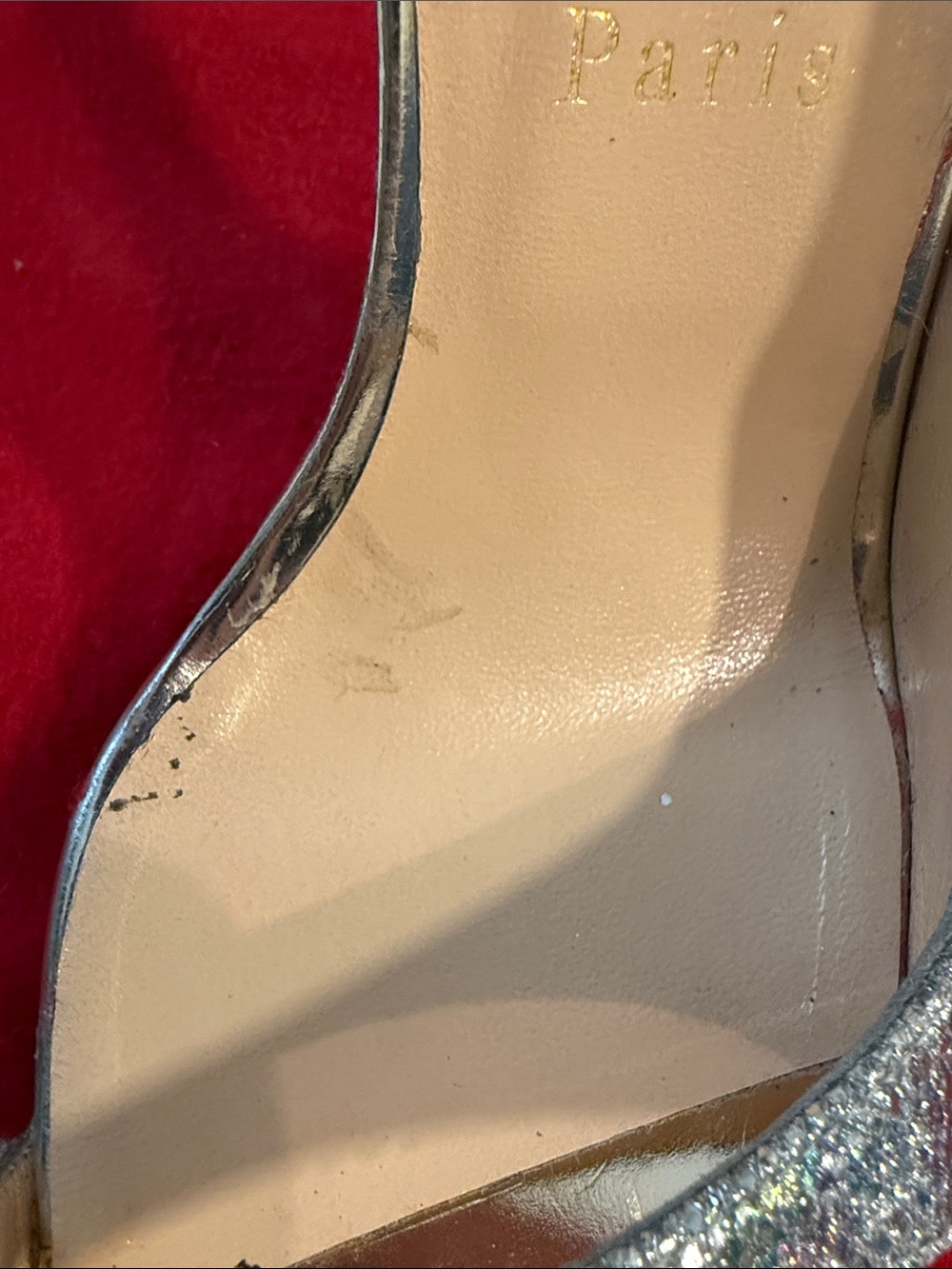 Christian Louboutin Glitter D’Orsay Toboggan pumps - like new - Picture 7 of 9